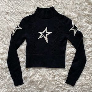 NWT perfect moment crop cable underwear merino wool sweater star